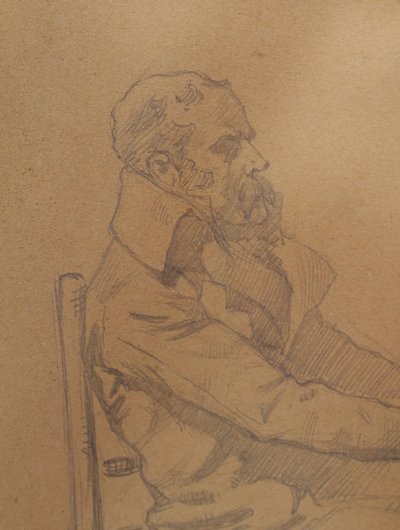 Bleistiftzeichnung 'Mann mit sitzendem Bart' signiert André Marchand (1877-1951)