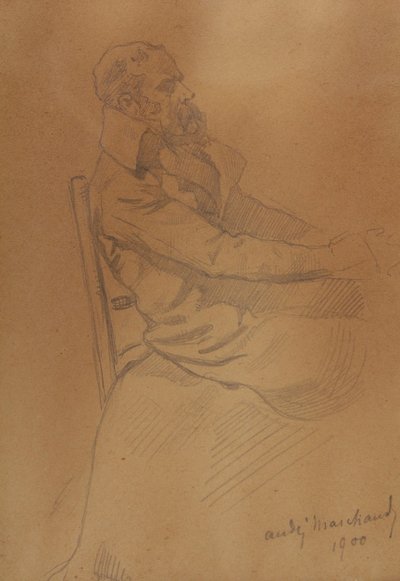 Bleistiftzeichnung 'Mann mit sitzendem Bart' signiert André Marchand (1877-1951)