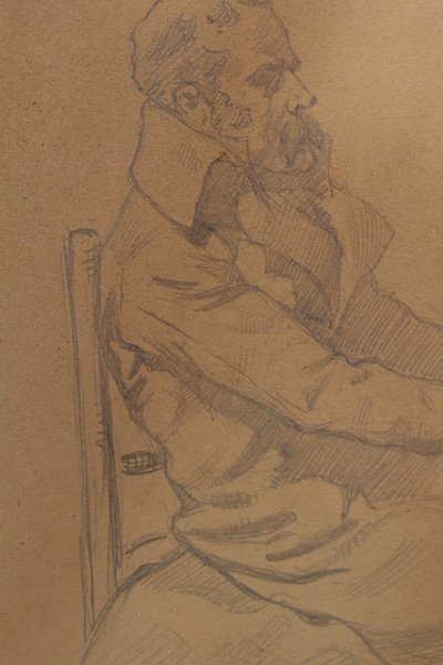 Bleistiftzeichnung 'Mann mit sitzendem Bart' signiert André Marchand (1877-1951)