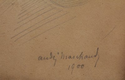 Bleistiftzeichnung 'Mann mit sitzendem Bart' signiert André Marchand (1877-1951)