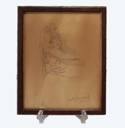 Bleistiftzeichnung 'Mann mit sitzendem Bart' signiert André Marchand (1877-1951)