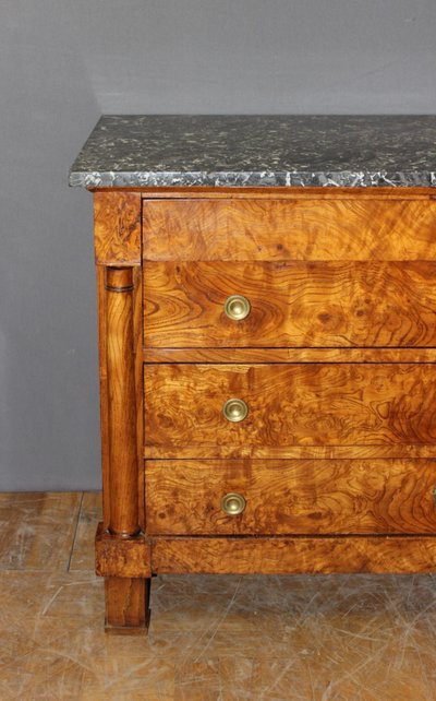 Commode Empire en loupe de frêne XIX