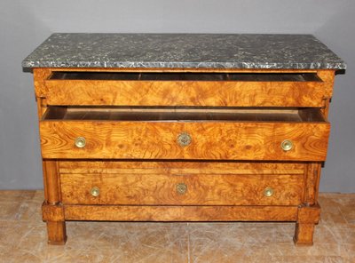 Commode Empire en loupe de frêne XIX