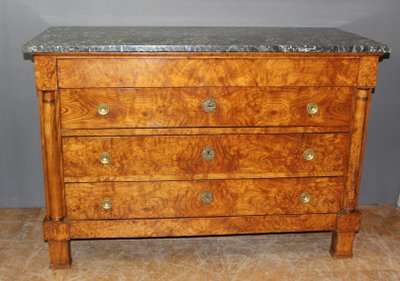 Commode Empire en loupe de frêne XIX