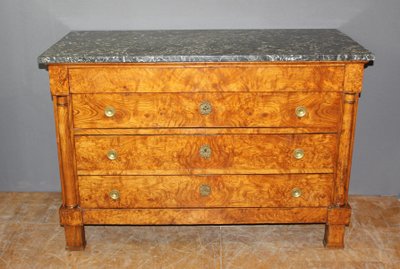 Commode Empire en loupe de frêne XIX