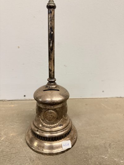 Campanello vintage in metallo argentato, XX sec, 29x12cm