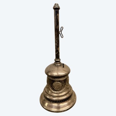 Campanello vintage in metallo argentato, XX sec, 29x12cm