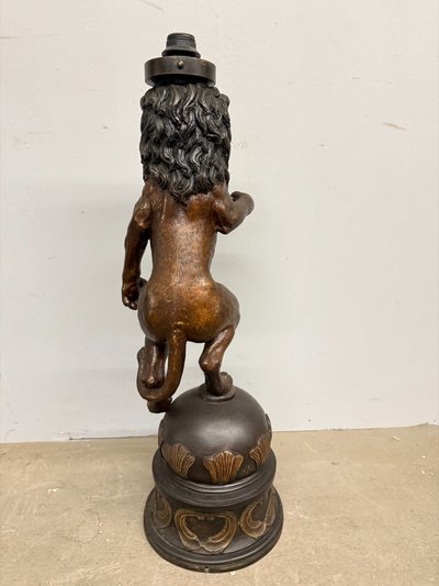 Sculpture ancienne en bronze, lion, 20ème siècle, 82x30cm