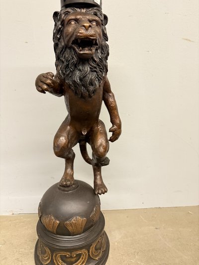 Sculpture ancienne en bronze, lion, 20ème siècle, 82x30cm
