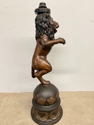 Sculpture ancienne en bronze, lion, 20ème siècle, 82x30cm