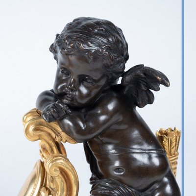 Bronzestabendenden mit Puttendekor, XIX.
