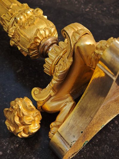 Pair of Restauration-period ormolu torches, circa 1830.