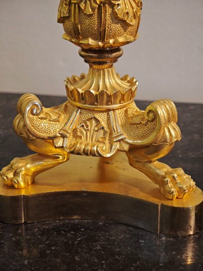 Pair of Restauration-period ormolu torches, circa 1830.