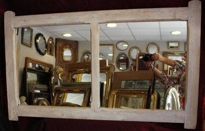 69 x 115 cm Pair of bleached waxed wood mirrors