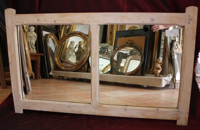 69 x 115 cm Pair of bleached waxed wood mirrors