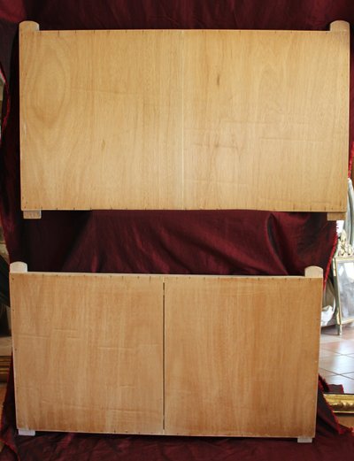 69 x 115 cm Pair of bleached waxed wood mirrors