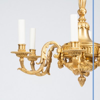 Lustre en bronze doré à 6 bras de lumières, XIXe