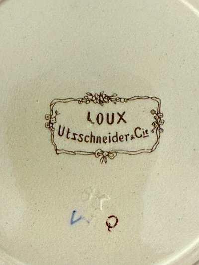RARE SARREGUEMINES OBERNAI, ASSIETTE DESSERT(2) marked LOUX-UTZSCHNEIDER et CIE