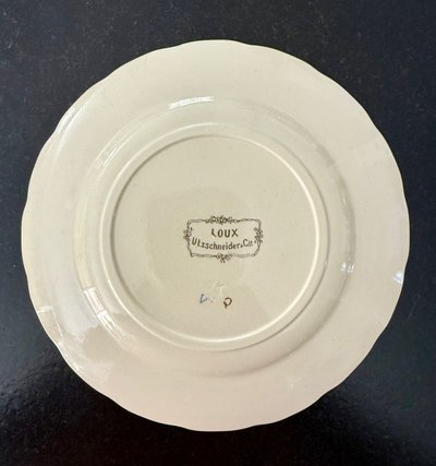 RARE SARREGUEMINES OBERNAI, ASSIETTE DESSERT(2) marked LOUX-UTZSCHNEIDER et CIE
