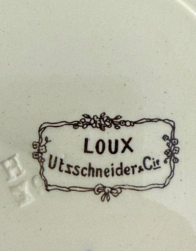 RARE SARREGUEMINES OBERNAI, ASSIETTE DESSERT(4) marked LOUX-UTZSCHNEIDER et CIE