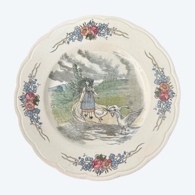 RARE SARREGUEMINES OBERNAI, ASSIETTE DESSERT(4) marked LOUX-UTZSCHNEIDER et CIE