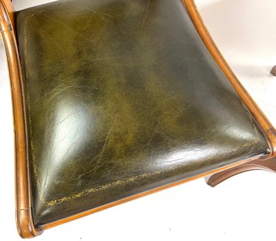 Ensemble de 4 chaises vintage en bois courbé – XXe siècle, assises en skaï vert