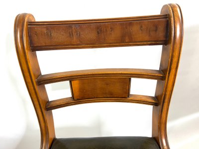Ensemble de 4 chaises vintage en bois courbé – XXe siècle, assises en skaï vert