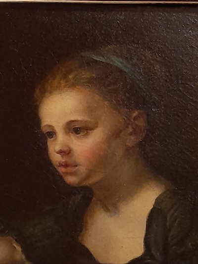 Portrait of a little girl oil on canvas 18th century