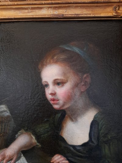 Portrait of a little girl oil on canvas 18th century