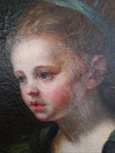 Portrait of a little girl oil on canvas 18th century