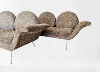 Pair of mid-century gondola sofas in the Salotti Ambrogi style
