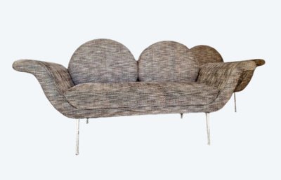 Pair of mid-century gondola sofas in the Salotti Ambrogi style