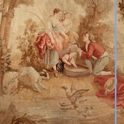 Manifattura "Braquenié et Cie", arazzo "Les Pêcheurs d'anguilles", XIX secolo