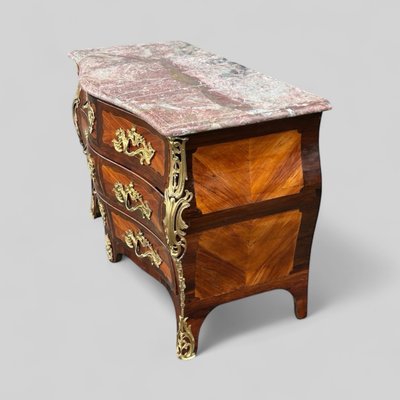 Importante Commode Tombeau En Marqueterie Estampillée De P. A Galligné époque Louis XV XVIIIème