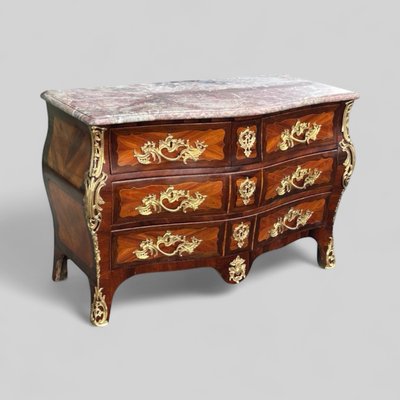 Importante Commode Tombeau En Marqueterie Estampillée De P. A Galligné époque Louis XV XVIIIème