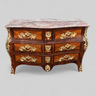 Importante Commode Tombeau En Marqueterie Estampillée De P. A Galligné époque Louis XV XVIIIème