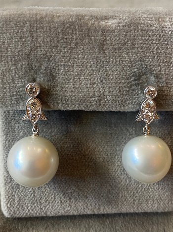 Perle und Diamanten Ohrringe, Ref 386.192
