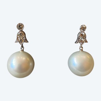 Pearl and diamond earrings, Ref 386.192