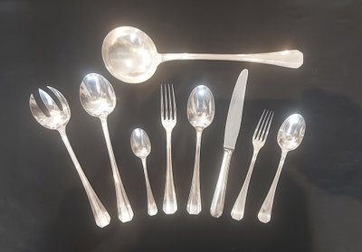 Christofle Art Deco Boreal model 75-piece cutlery set.