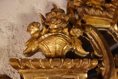Grande specchio d'epoca Regency con due barre smaltate dorate