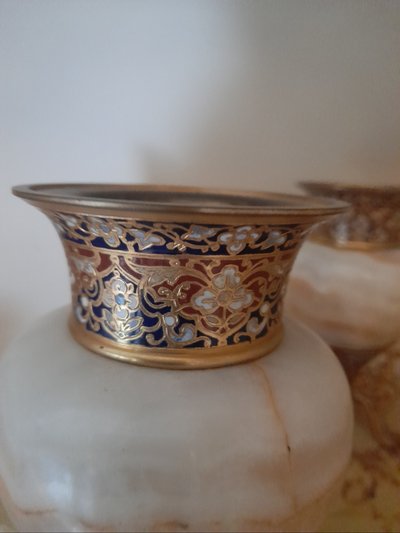 Onyx-bronze-enamel vases 19th century