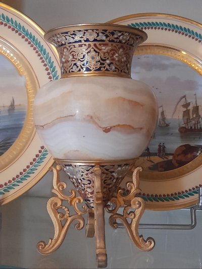 Onyx-bronze-enamel vases 19th century