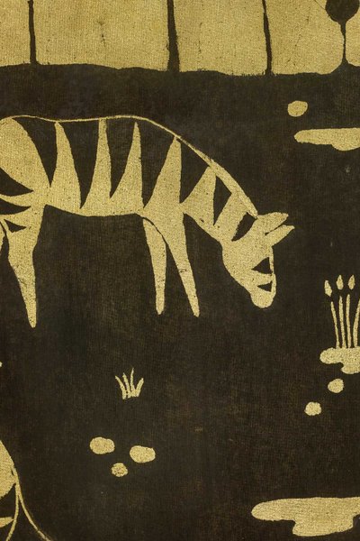 Bemalte Leinwand mit Zebra-Dekor. Arbeit eines zeitgenössischen Künstlers. LS5724675B
