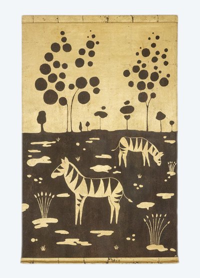 Bemalte Leinwand mit Zebra-Dekor. Arbeit eines zeitgenössischen Künstlers. LS5724675B