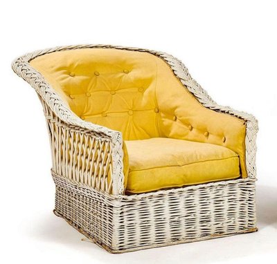  Maison & Jardin , Pair of original lacquered wicker chaise longue circa 1950/1960