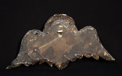 Piccola testa d'angelo in legno policromo XIX secolo