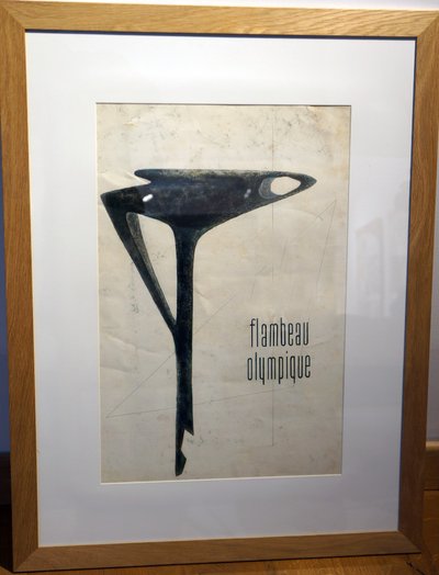 Dessin préparatoire original pour le flambeau olympique des Jeux d’hiver de Grenoble 1968