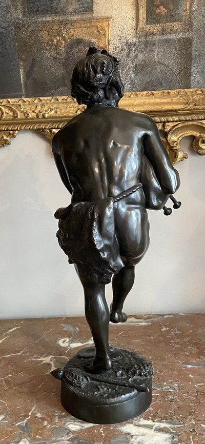 Scultura in bronzo, Fauno musicale firmato Thyllmann – XIX secolo