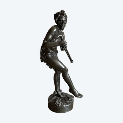 Scultura in bronzo, Fauno musicale firmato Thyllmann – XIX secolo