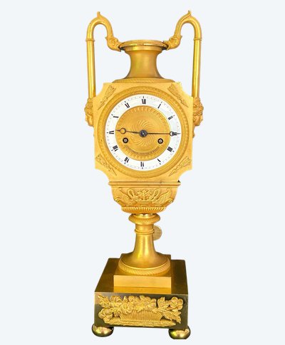 Early 19th Century Chiseled And Gilt Bronze Vase Clock Signed Chevillad Rosier In Paris